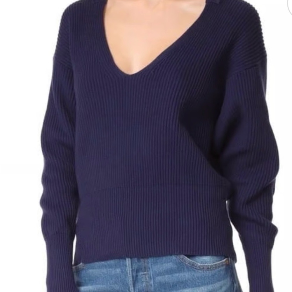 Free People Deep Blue V-Neck Sweater. Size S